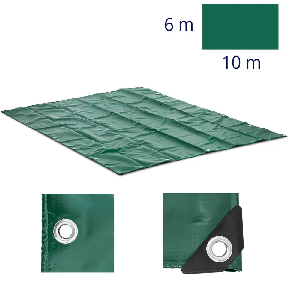 ⁨Plandeka płachta ochronna okryciowa z oczkami PVC 650 g/m2 1000 x 600 cm⁩ w sklepie Wasserman.eu