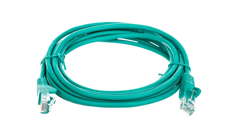 ⁨Kabel krosowy patchcord U/UTP kat.5e CCA zielony 3m 68368⁩ w sklepie Wasserman.eu