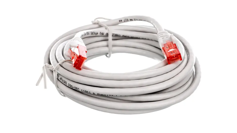 ⁨Kabel krosowy patchcord U/UTP kat.6 CCA szary 5m 68419⁩ w sklepie Wasserman.eu