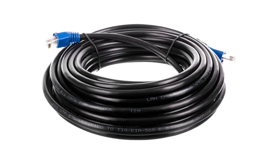 ⁨Kabel krosowy outdoor patchcord U/UTP kat.6 CCA czarny 10m 94389⁩ w sklepie Wasserman.eu