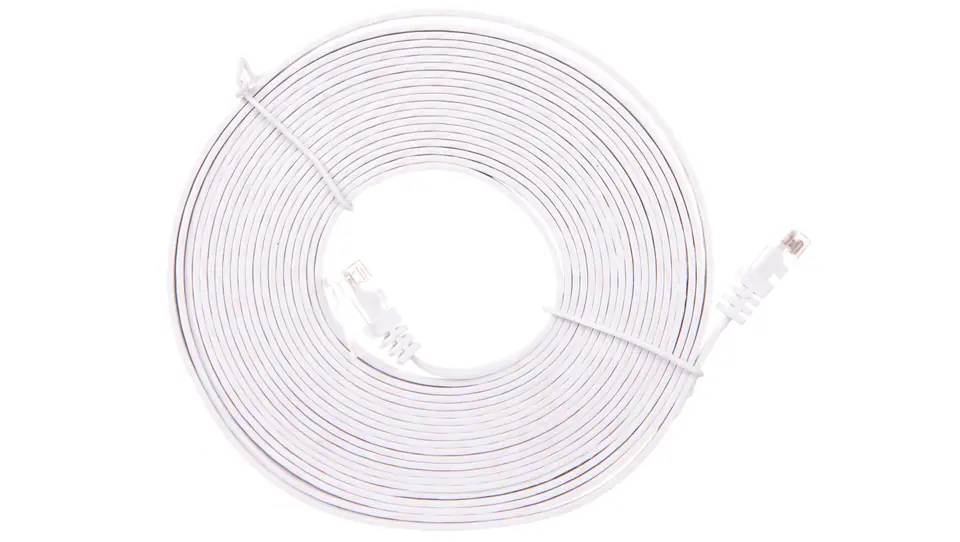 ⁨Kabel krosowy płaski patchcord U/UTP kat.5e biały 5m 93361⁩ w sklepie Wasserman.eu