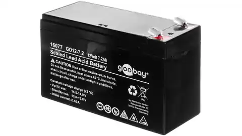 ⁨Lead-acid battery 12V 7,2Ah GO12-7.2 Faston (4.8mm) 16077⁩ at Wasserman.eu