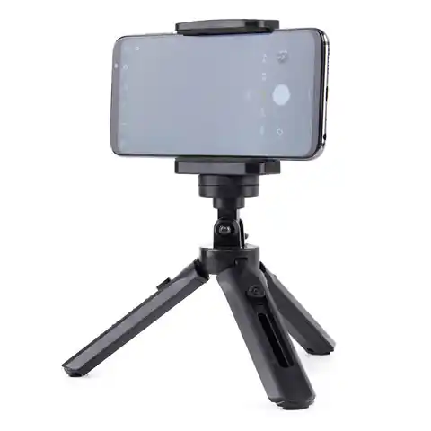 ⁨Mini statyw uchwyt do zdjęć selfie na telefon aparat kamerę GoPro 16 - 21 cm czarny⁩ w sklepie Wasserman.eu