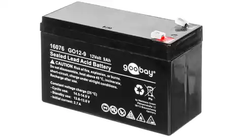 ⁨Lead-acid battery 12V 9Ah GO12-9 Faston (4.8mm) 16076⁩ at Wasserman.eu