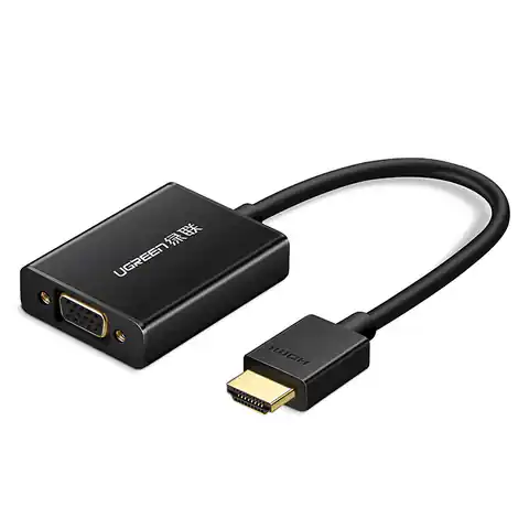 ⁨Przejściówka adapter HDMI - VGA + kabel USB - micro USB 1m czarny⁩ w sklepie Wasserman.eu