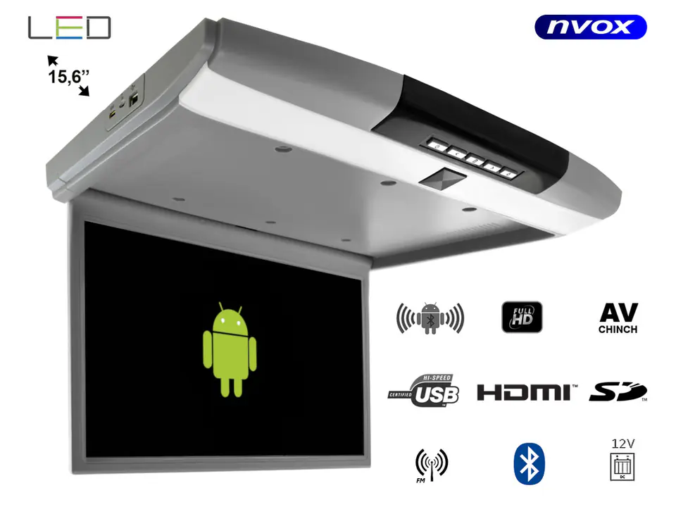 ⁨Monitor podwieszany podsufitowy led 15cali z systemem android usb fm bt wifi 12/24v⁩ w sklepie Wasserman.eu