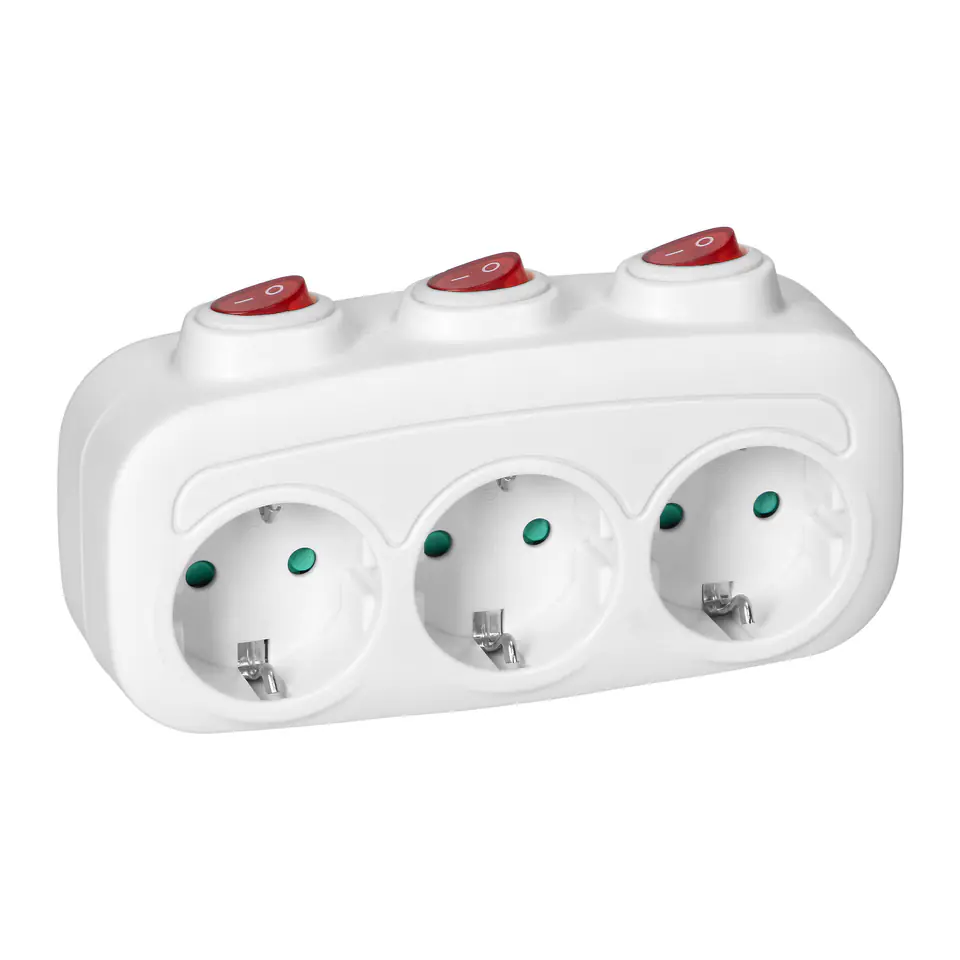 ⁨Rozgałęźnik 3x2P+Z (Schuko) z 3 włącznikami⁩ w sklepie Wasserman.eu