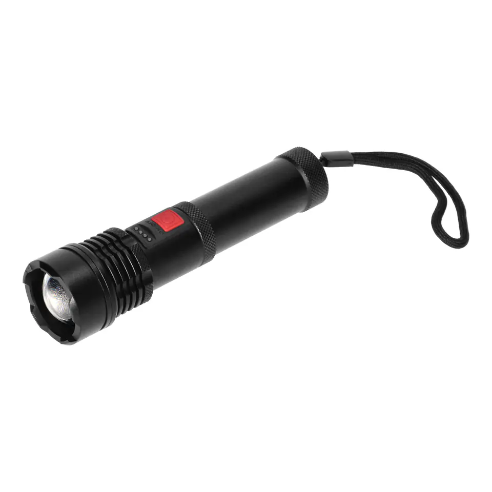 ⁨Taktyczna latarka ręczna LED COB 12W z funkcją zoom i akumulatorem 2200 mAh⁩ w sklepie Wasserman.eu