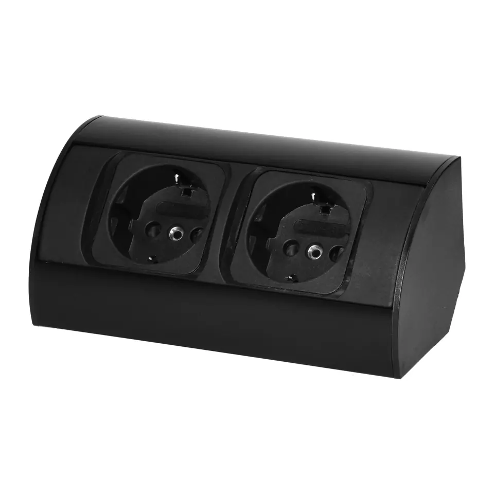 ⁨Gniazdo meblowe bez wyłącznika, 2x2P+Z (Schuko), czarne⁩ w sklepie Wasserman.eu