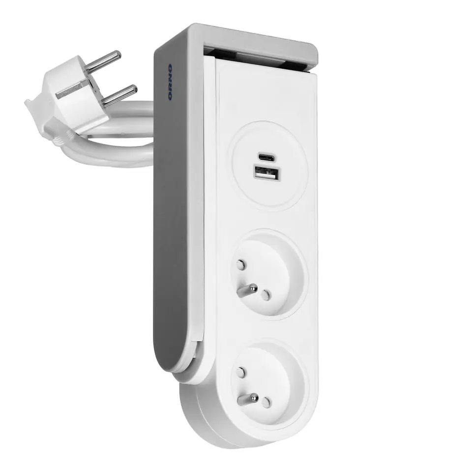 ⁨Listwa zasilająca biurkowa z ładowarką USB i sprężynowym zaciskiem mocującym⁩ w sklepie Wasserman.eu