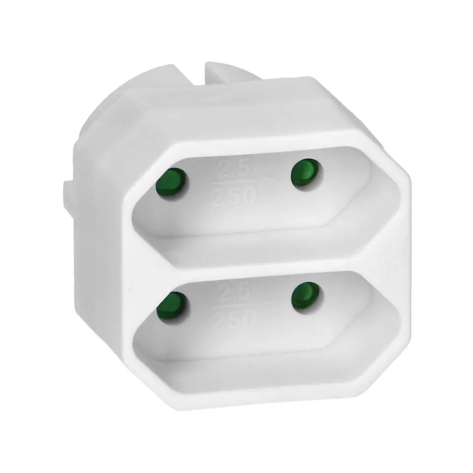 ⁨Rozgałęźnik 2x2P euro, biały⁩ w sklepie Wasserman.eu