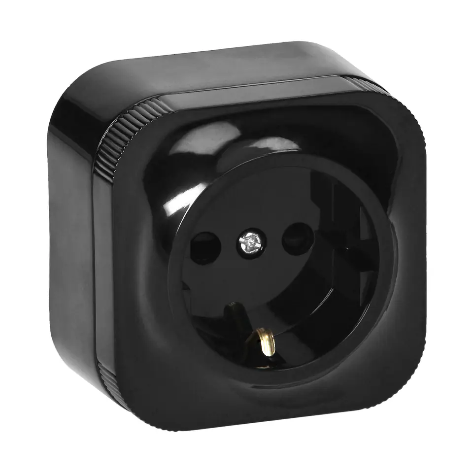 ⁨Gniazdo pojedyncze ToDo 2P+Z Schuko IP20, czarny⁩ w sklepie Wasserman.eu