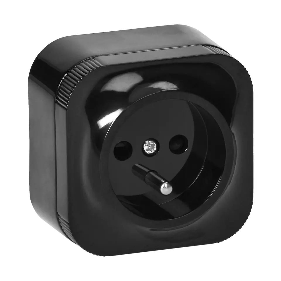 ⁨Gniazdo pojedyncze ToDo 2P+Z IP20, czarny⁩ w sklepie Wasserman.eu