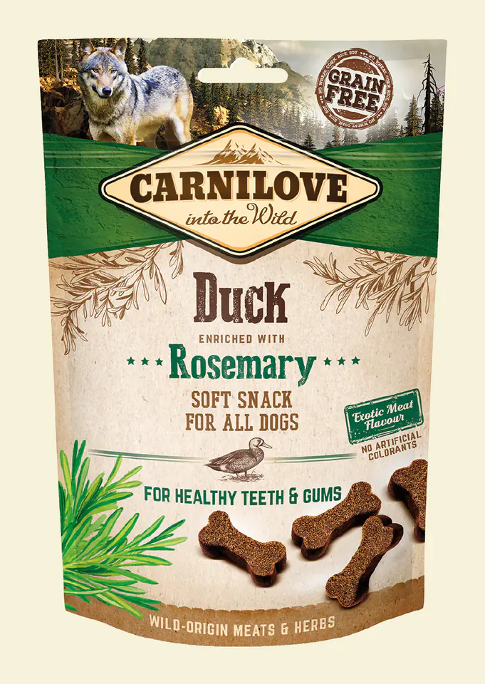 ⁨CARNILOVE SEMI MOIST SNACK DUCK ENRICHED WITH ROSEMARY 200g⁩ at Wasserman.eu