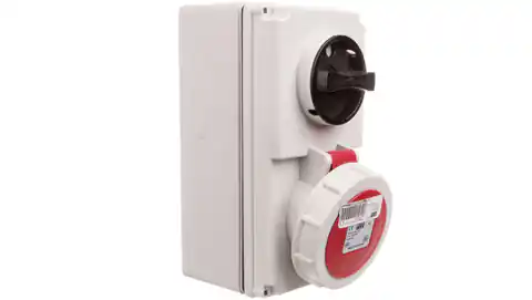 ⁨Fixed socket with switch 0-1 small 16A 4P 400V IP44 /mechanical lock/ 6114-6⁩ at Wasserman.eu