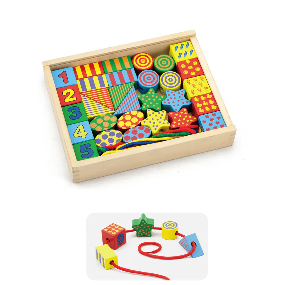 ⁨Viga 58505 Edukacyjne sensoryczne klocki do nawlekania⁩ w sklepie Wasserman.eu