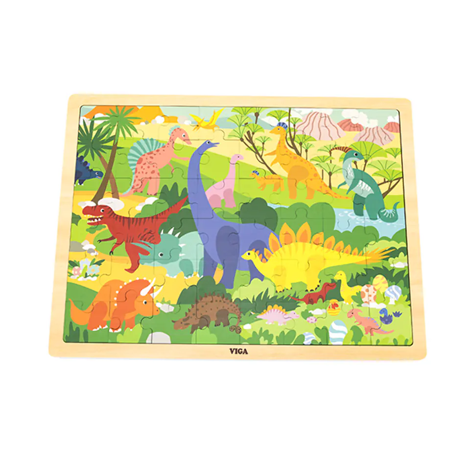 ⁨Viga 44584 Puzzle na podkładce 48 elementów - poznajemy dinozaury⁩ w sklepie Wasserman.eu