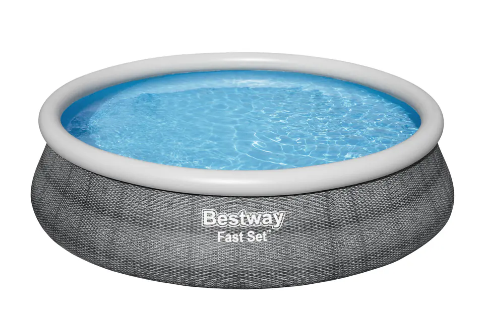 ⁨Bestway 57372 Basen rozporowy Fast Set  z pompą filtracyjną Szary 4.57m x 1.07m⁩ w sklepie Wasserman.eu
