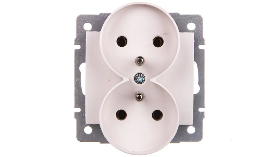 ⁨LOGI Double socket with screw grounding White 16A 250V 021253102 25092⁩ at Wasserman.eu