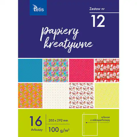 ⁨Zeszyt papierów kreatywnych A4 16k 100g KB030-12 TETIS⁩ w sklepie Wasserman.eu