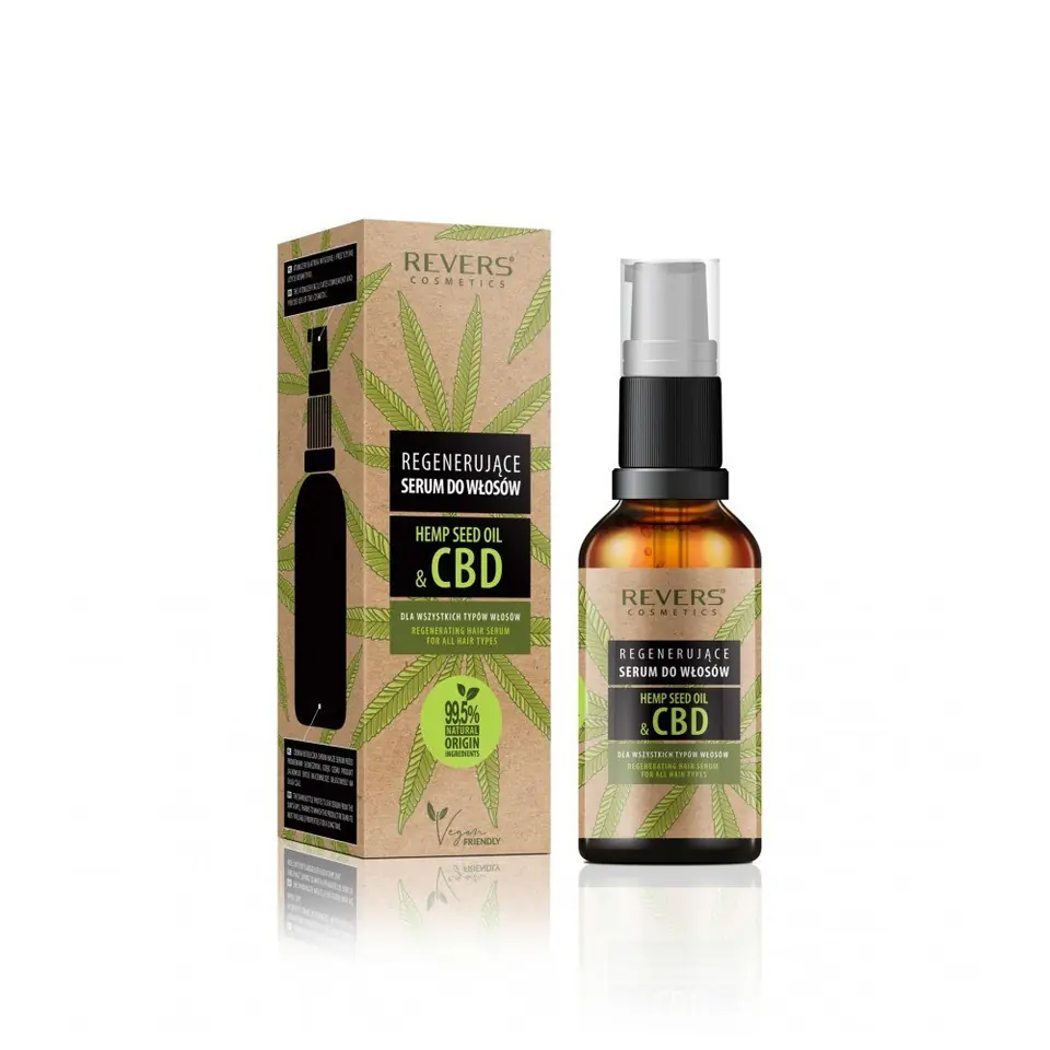 ⁨Revers Hemp Seed Oil & CBD Regenerating Hair Serum with Hemp Oil 50ml⁩ at Wasserman.eu