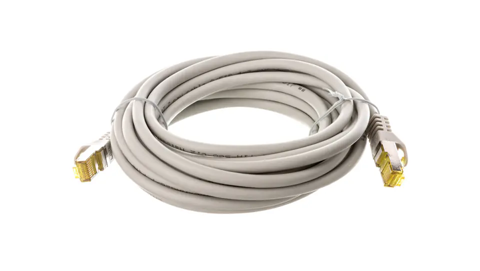 ⁨Kabel krosowy patchcord S/FTP (PiMF) kat.6A LSZH szary 5m 91621⁩ w sklepie Wasserman.eu