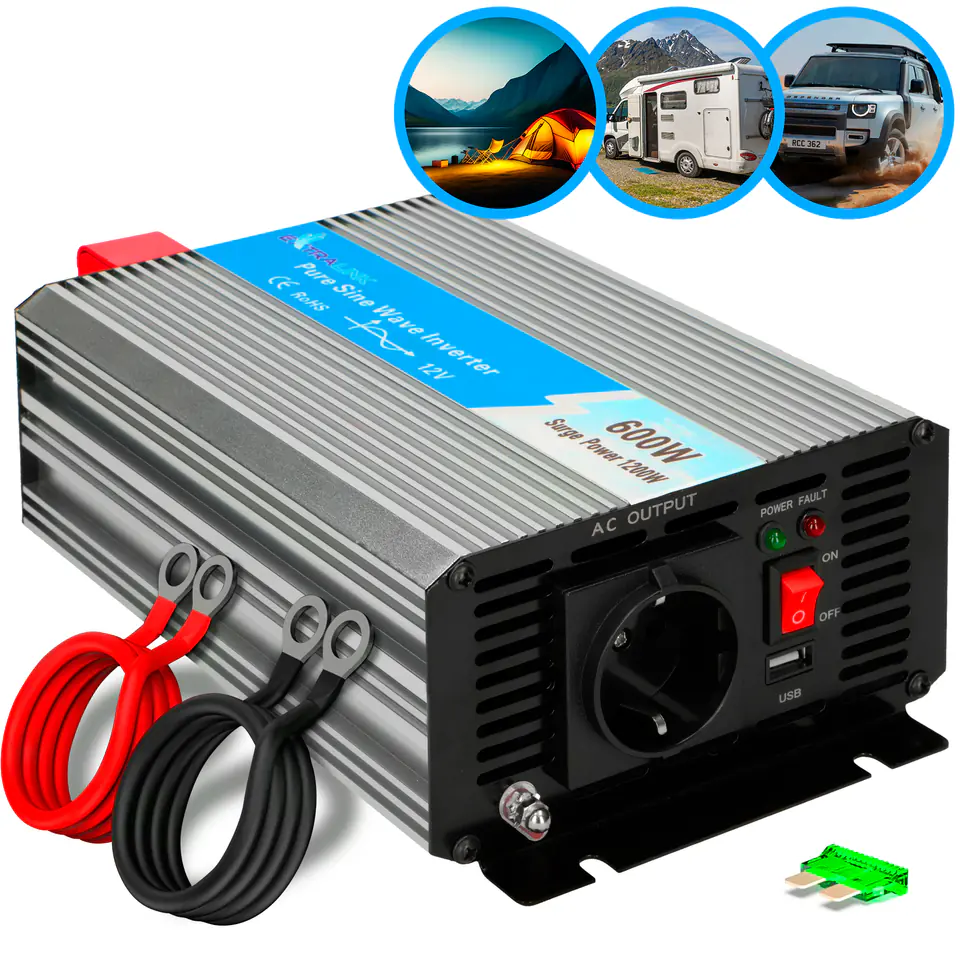 ⁨EXTRALINK VOLTAGE CONVERTER 12V - 230V, 600W, PURE SINUS OPIP-600W⁩ w sklepie Wasserman.eu