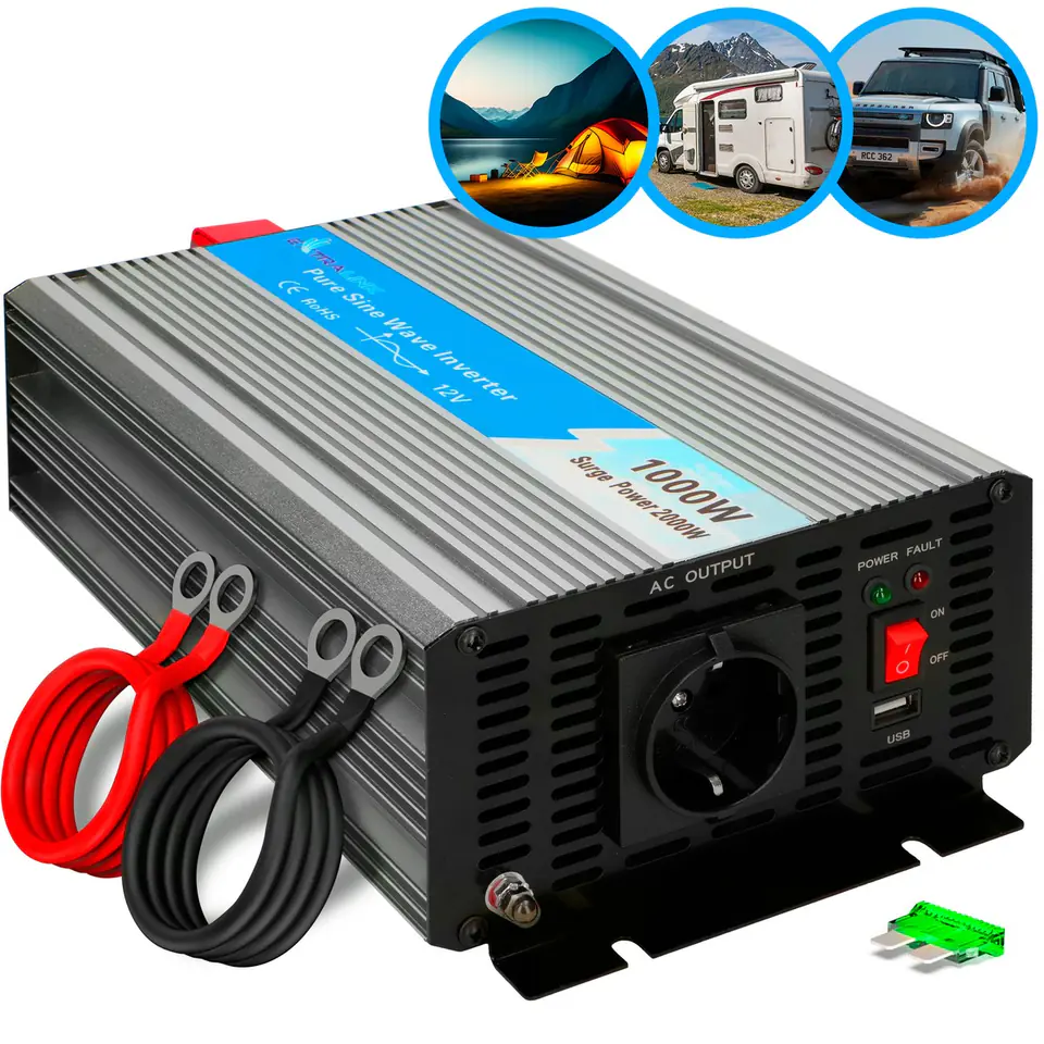 ⁨EXTRALINK VOLTAGE CONVERTER 12V - 230V, 1000W, PURE SINUS OPIP-1000W⁩ w sklepie Wasserman.eu