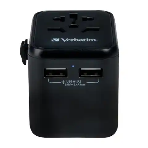 ⁨Adapter podróżny World-to-World Verbatim UTA-01 Verbatim, USB-A, czarny, 12 W⁩ w sklepie Wasserman.eu