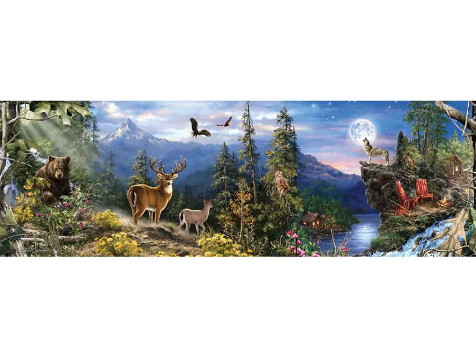 ⁨DUŻY Haft Diamentowy, Obraz, Mozaika Diamentowa Diamond Painting PANORAMA GÓR 120x40cm⁩ w sklepie Wasserman.eu