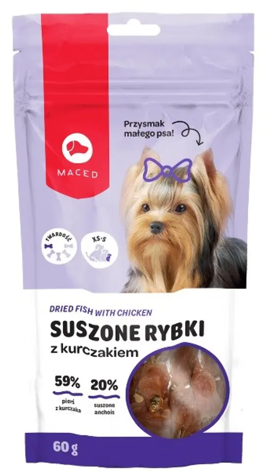 ⁨MACED YI Suszone rybki z kurczakiem 60g⁩ w sklepie Wasserman.eu