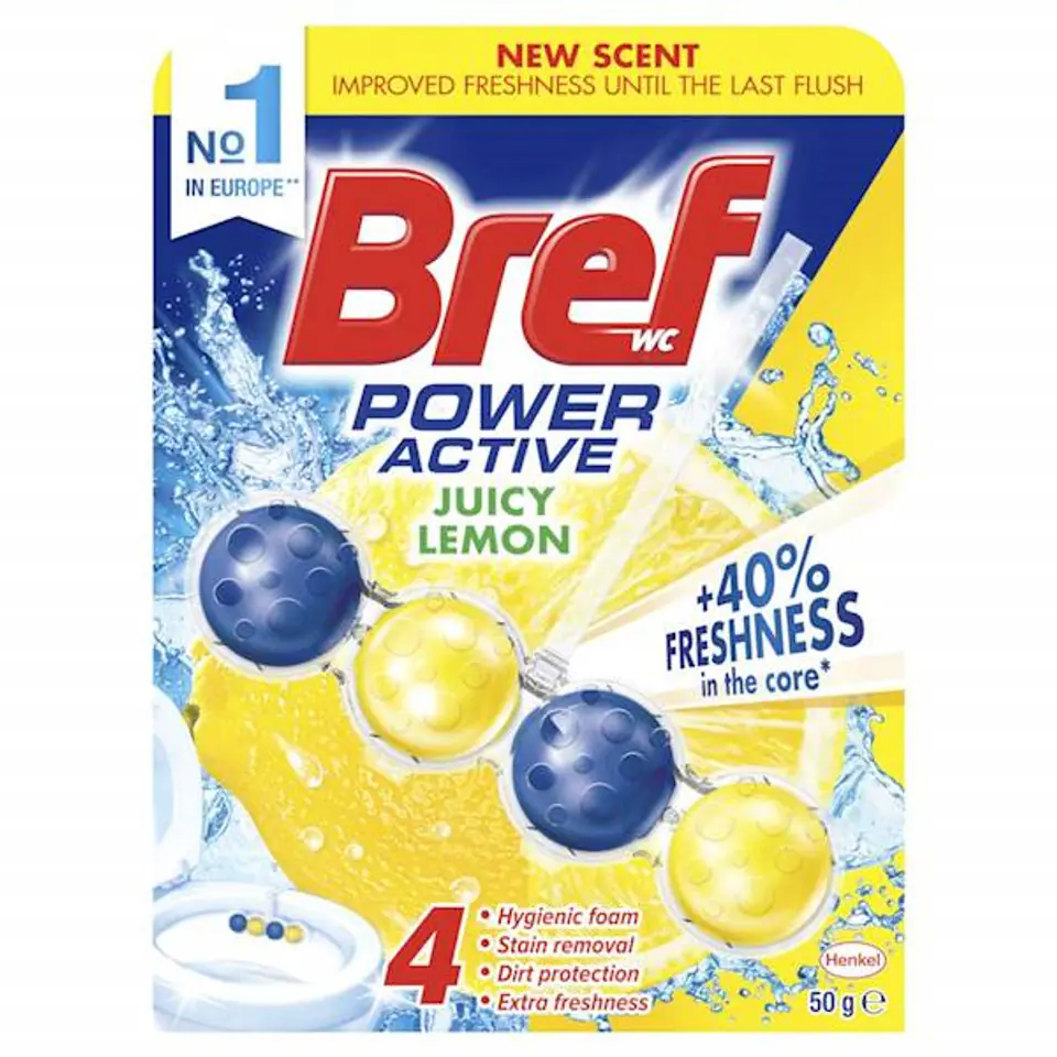 ⁨BREF WC Zawieszka 50g POWER ACTIV zapach cytrynowy⁩ w sklepie Wasserman.eu