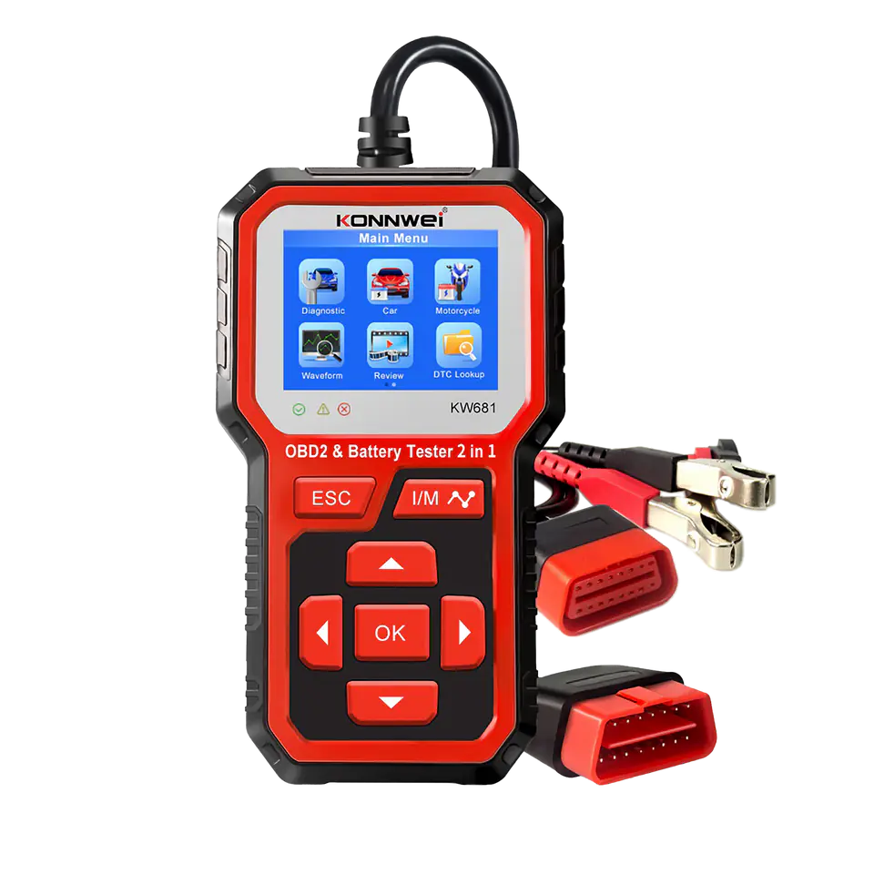 ⁨Miernik diagnostyczny, skaner OBD2, tester baterii  Konnwei KW681⁩ w sklepie Wasserman.eu