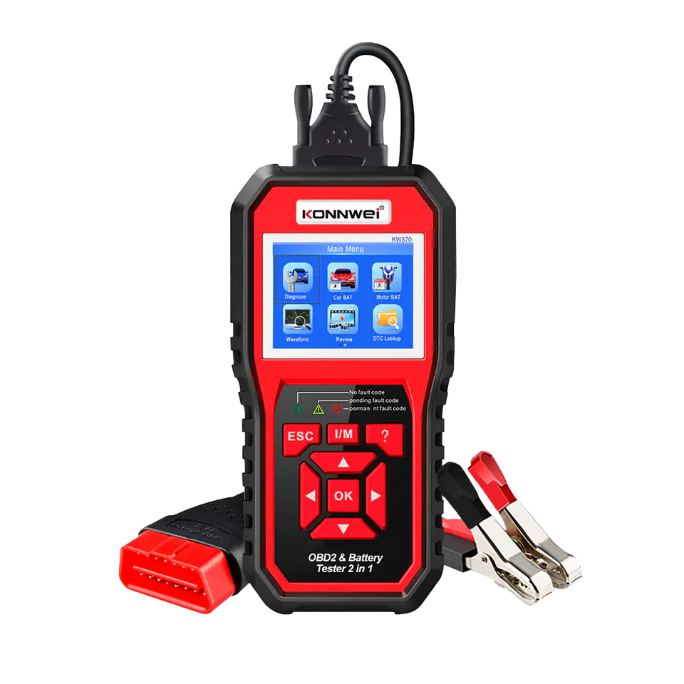 ⁨Miernik diagnostyczny, skaner OBD2, tester baterii Konnwei KW870⁩ w sklepie Wasserman.eu