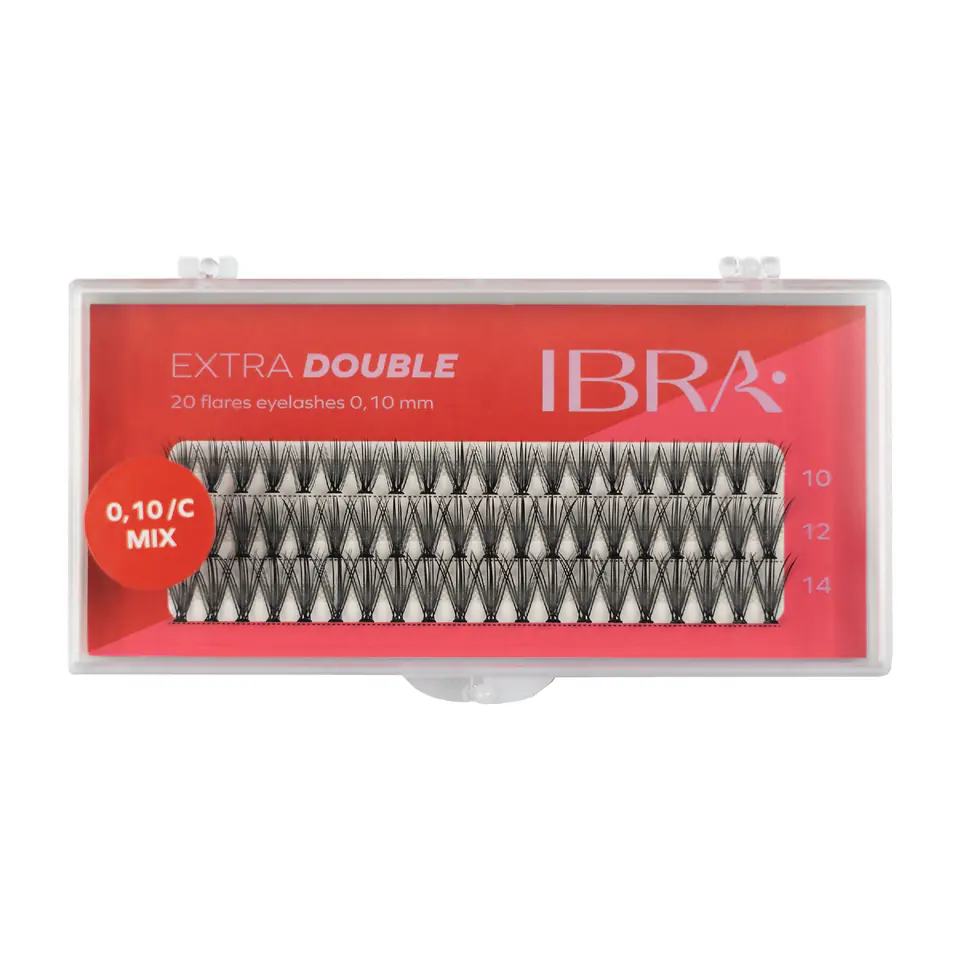 ⁨IBRA Kępki rzęs EXTRA DOUBLE skręt C-0.10 - Mix (8,10 i 12mm) 1op.⁩ w sklepie Wasserman.eu