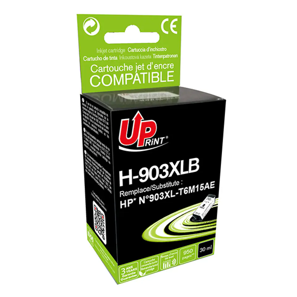 ⁨UPrint kompatybilny ink / tusz z T6M15AE, HP 903XL, H-903XLB, black, 950s, 30ml, high capacity⁩ w sklepie Wasserman.eu