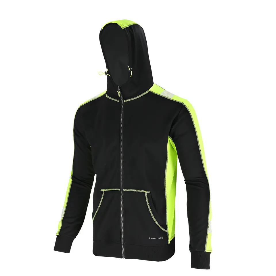 ⁨HOODIE WITH REFLECTIVE TAPES BLACK-YELLOW, "3XL", CE, LAHTI⁩ at Wasserman.eu