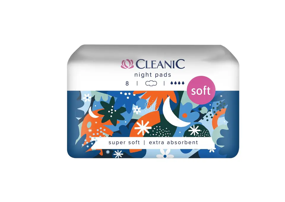 ⁨CLEANIC Podpaski higieniczne Soft - na noc 1op.- 8szt⁩ w sklepie Wasserman.eu