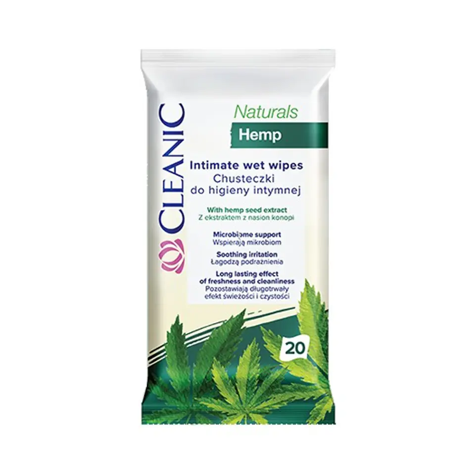 ⁨CLEANIC Chusteczki do higieny intymnej Naturals Hemp 1op.-20szt⁩ w sklepie Wasserman.eu