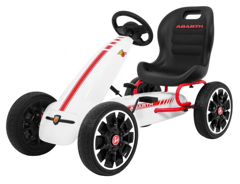 Gokart ABARTH na pedały dla dzieci Biały + Koła EVA + Hamulec ręczny + Wolny bieg w sklepie Wasserman.eu