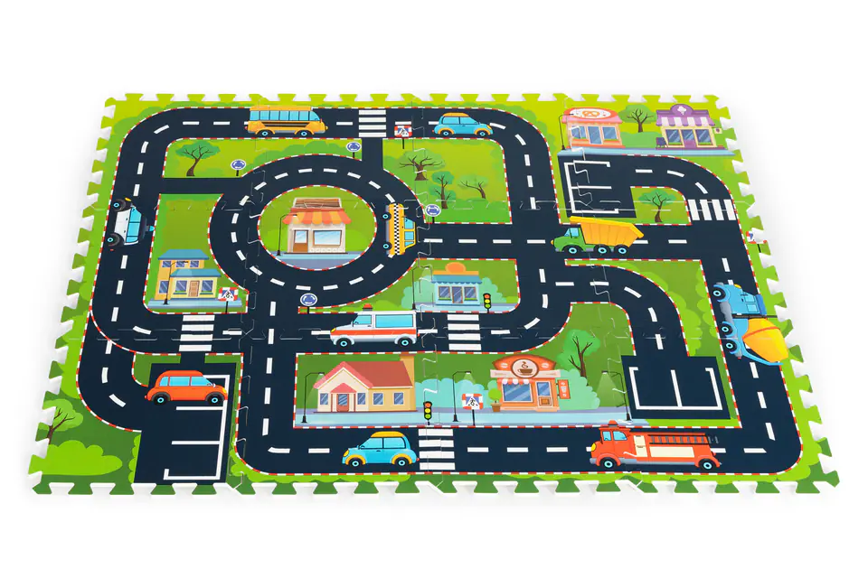 ⁨Mata piankowa dla dzieci puzzle miasto ulice drogi IPLAY⁩ w sklepie Wasserman.eu
