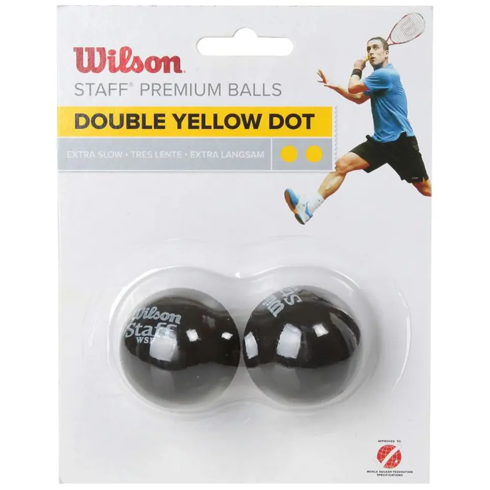 ⁨Piłki do squasha Wilson Staff Squash Double Yellow Dot Ball (kolor Czarny, rozmiar One size)⁩ w sklepie Wasserman.eu