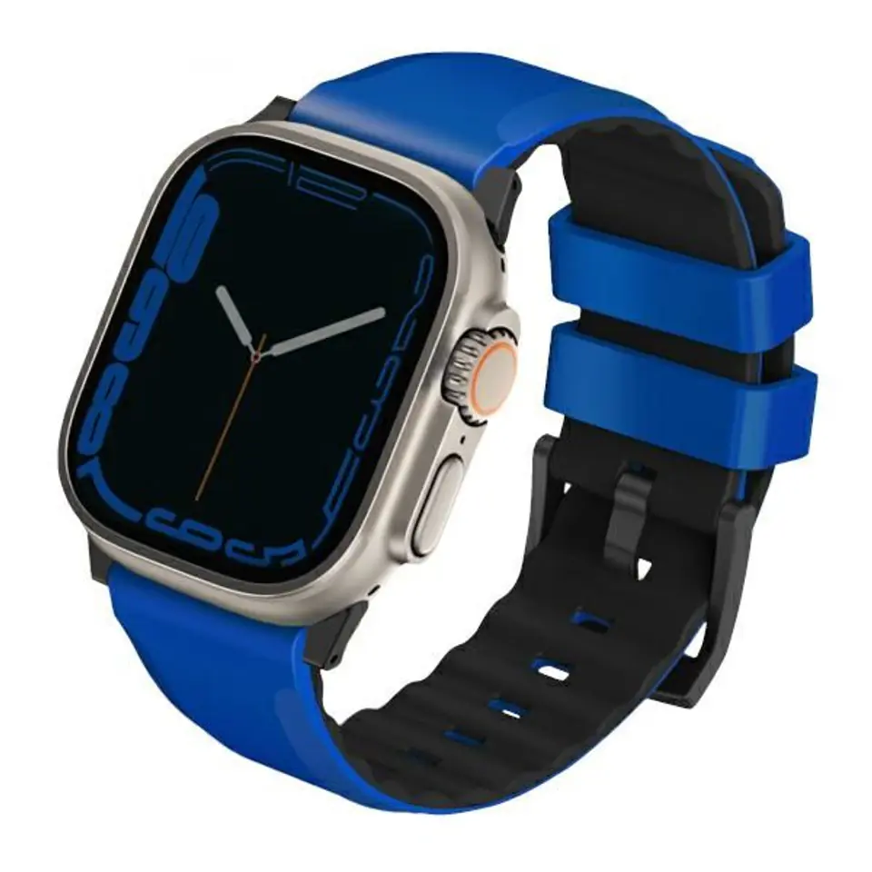 ⁨UNIQ pasek Linus Apple Watch Series 1/2/3/4/5/6/7/8/9/SE/SE2/Ultra/Ultra 2 42/44/45/49mm Airosoft Silicone niebieski/racing blue⁩ w sklepie Wasserman.eu