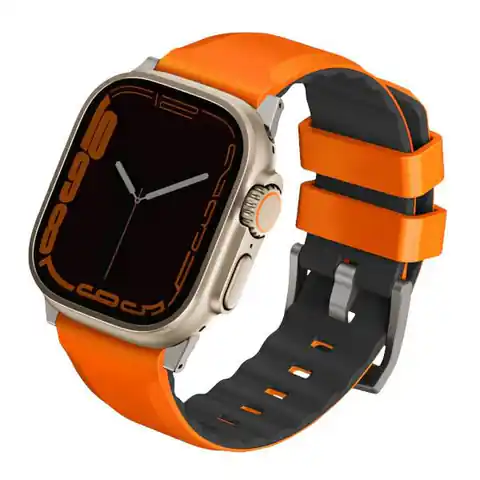 ⁨UNIQ pasek Linus Apple Watch Series 1/2/3/4/5/6/7/8/9/SE/SE2/Ultra/Ultra 2 42/44/45/49mm Airosoft Silicone pomarańczowy/volt orange⁩ w sklepie Wasserman.eu