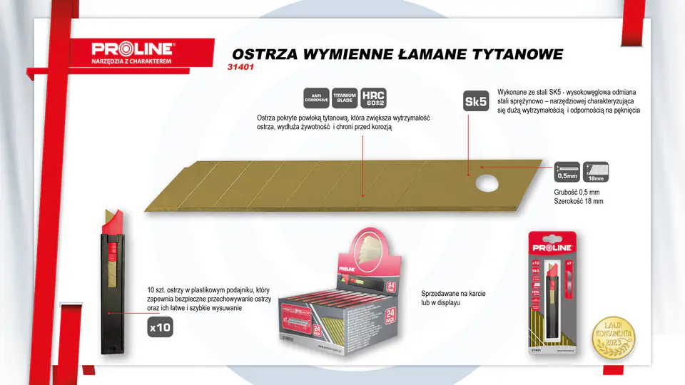 OSTRZE WYMIENNE 18*0,5MM SK5 SZT.10 TYTANOWE KARTA PROLINE w sklepie Wasserman.eu