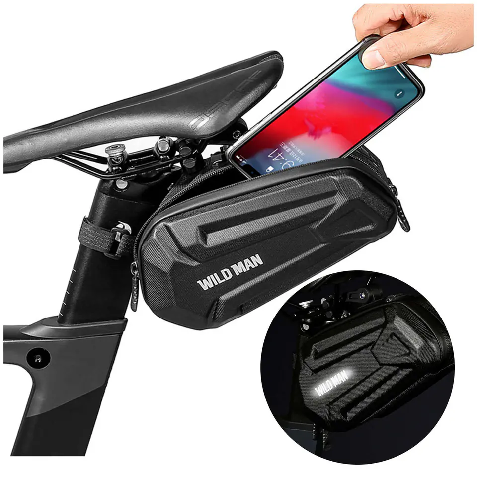 ⁨Sakwa rowerowa Wildman Bicycle Saddle Bag XT7 Etui torba na rower uchwyt rowerowy pod siodełko 1.2l Czarna⁩ w sklepie Wasserman.eu