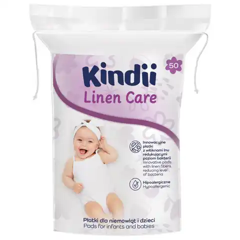 ⁨KINDII Płatki kosmetyczne dla niemowląt i dzieci Linen Care 1op.-50szt⁩ w sklepie Wasserman.eu