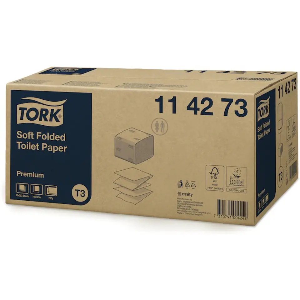 ⁨Papier toaletowy TORK T3 biały w składce 19x11cm 2 warstwy (30szt x 252 listki) 114273⁩ w sklepie Wasserman.eu