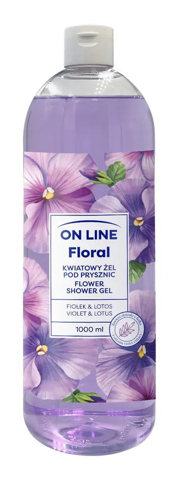 ⁨ON LINE Floral Kwiatowy Żel pod prysznic - Fiołek & Lotos 1000ml⁩ w sklepie Wasserman.eu