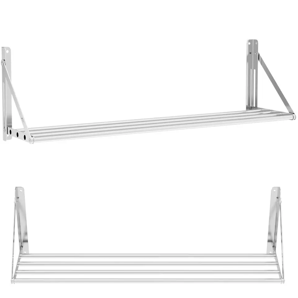 ⁨Półka ścienna składana ze stali nierdzewnej do 40 kg 120 x 30 cm⁩ w sklepie Wasserman.eu